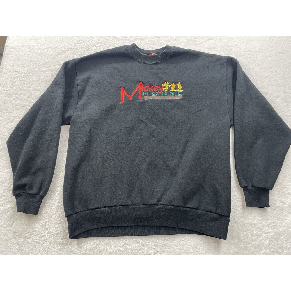 Vintage Mickey Unlimited Velva Sheen Sweatshirt Men XL Black Embroidered 90s USA
